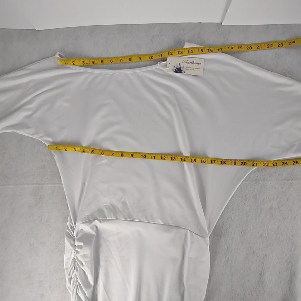Anxihanee Women’s Off The Shoulder WHITE Mini Dress Size L (NWT) - Picture 7 of 10